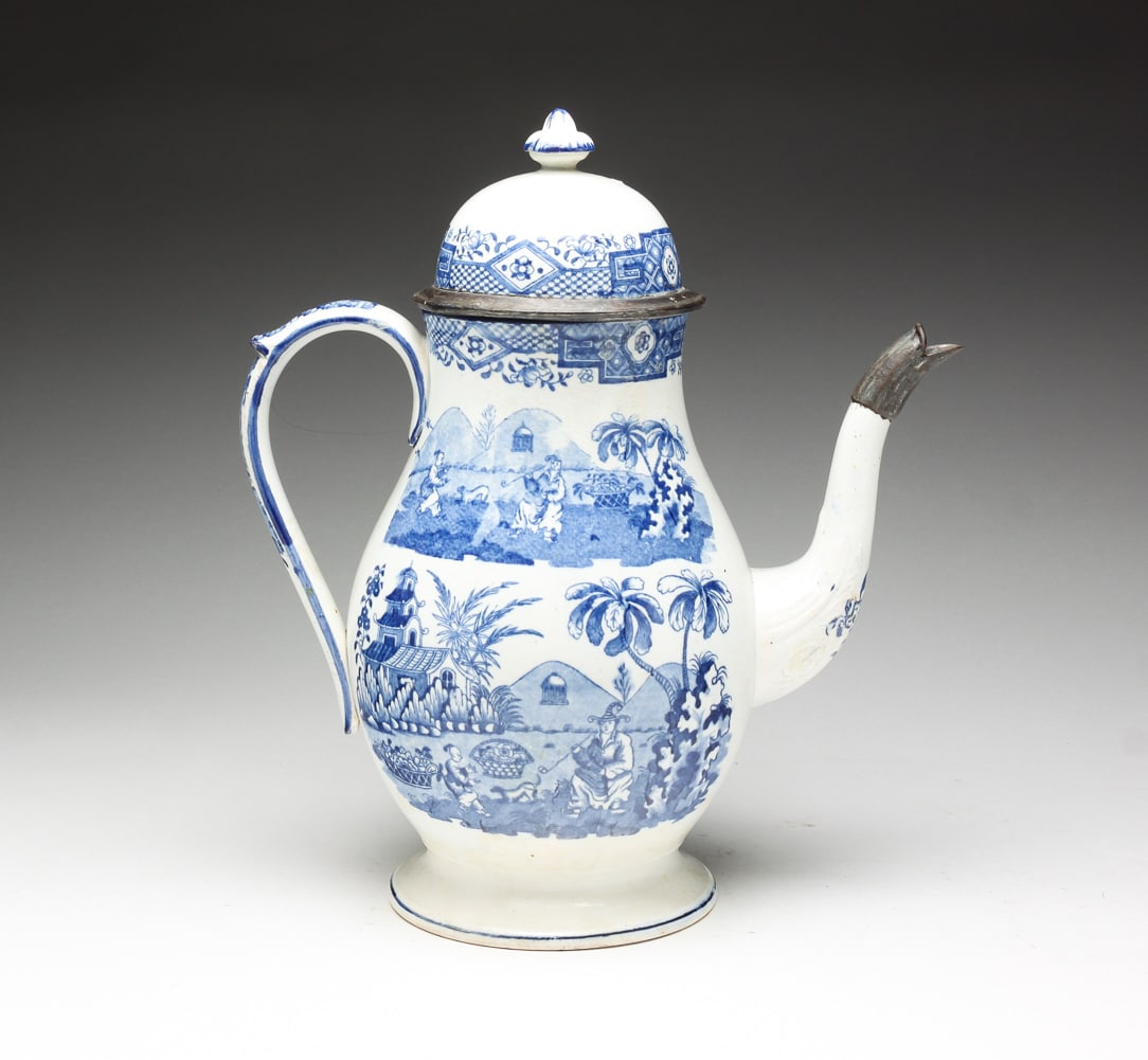 ENGLISH SOFT PASTE TRANSFER TALL POT. (1 of 6)