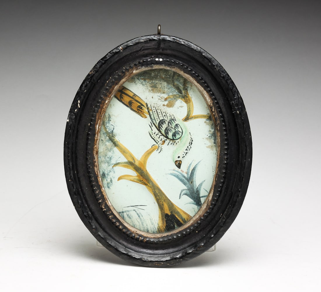 ENGLISH VICTORIAN CHALKWARE WALL PLAQUE OF BIRD. (1 of 3)