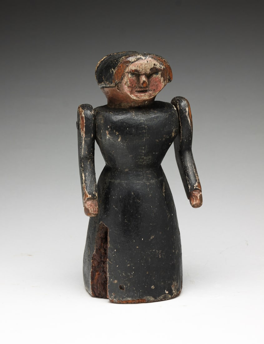 AMERICAN FOLK ART CARVING OF A WOMAN. (1 of 5)
