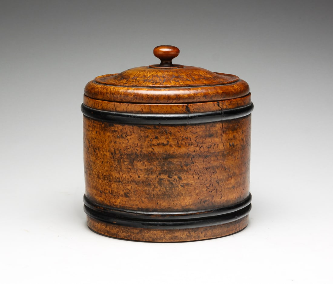 ENGLISH TREENWARE CANISTER. (1 of 4)