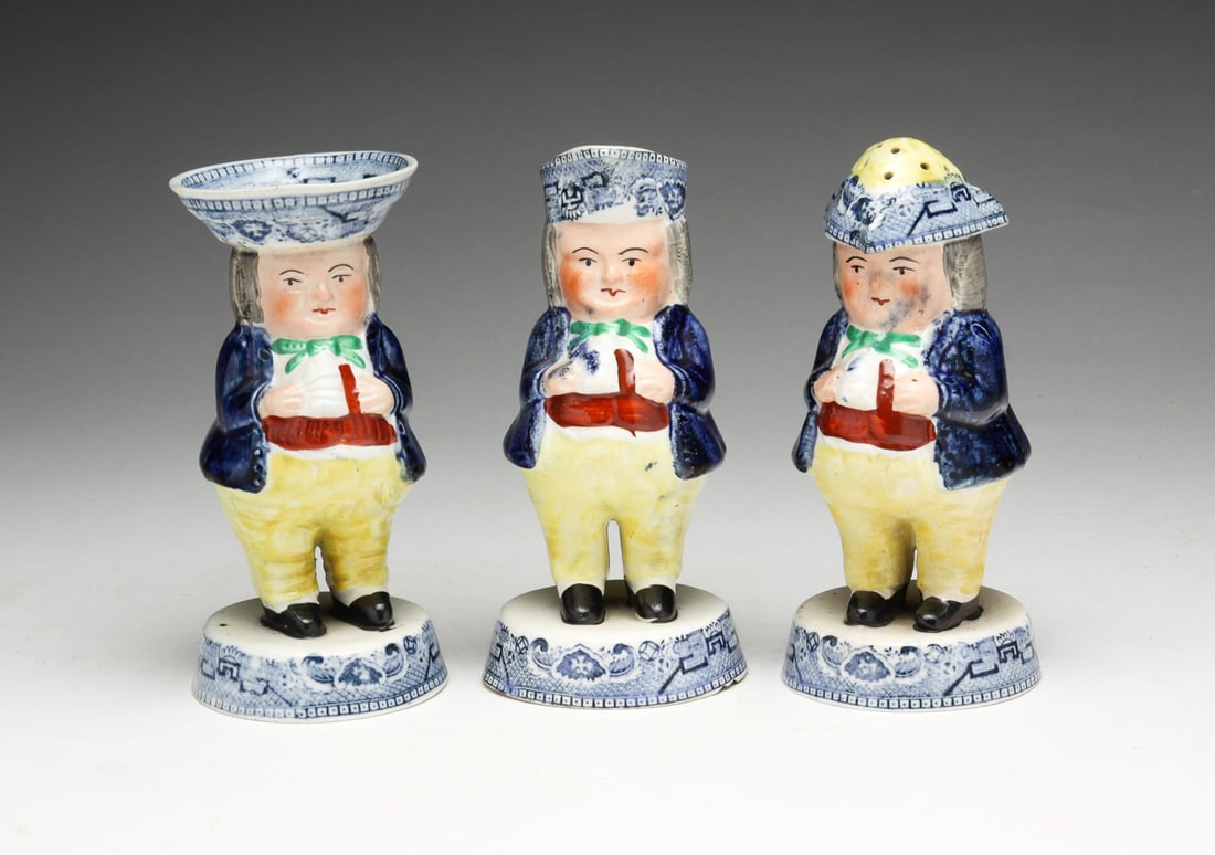 ENGLISH STAFFORDSHIRE TOBY CONDIMENT SET. (1 of 5)