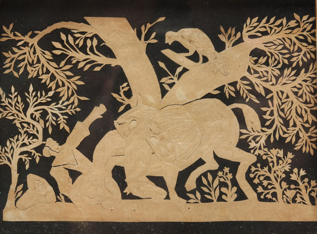 AMERICAN SCHERENSCHNITTE WITH HORSE AND RIDER. (1 of 3)