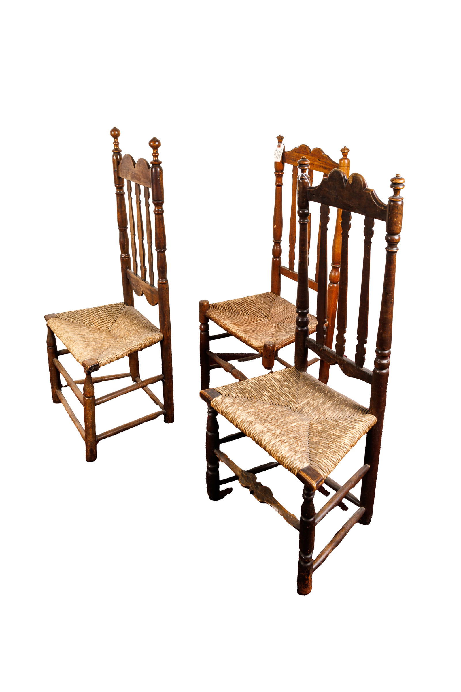 THREE BANNISTER-BACK CHAIRS. (1 of 20)
