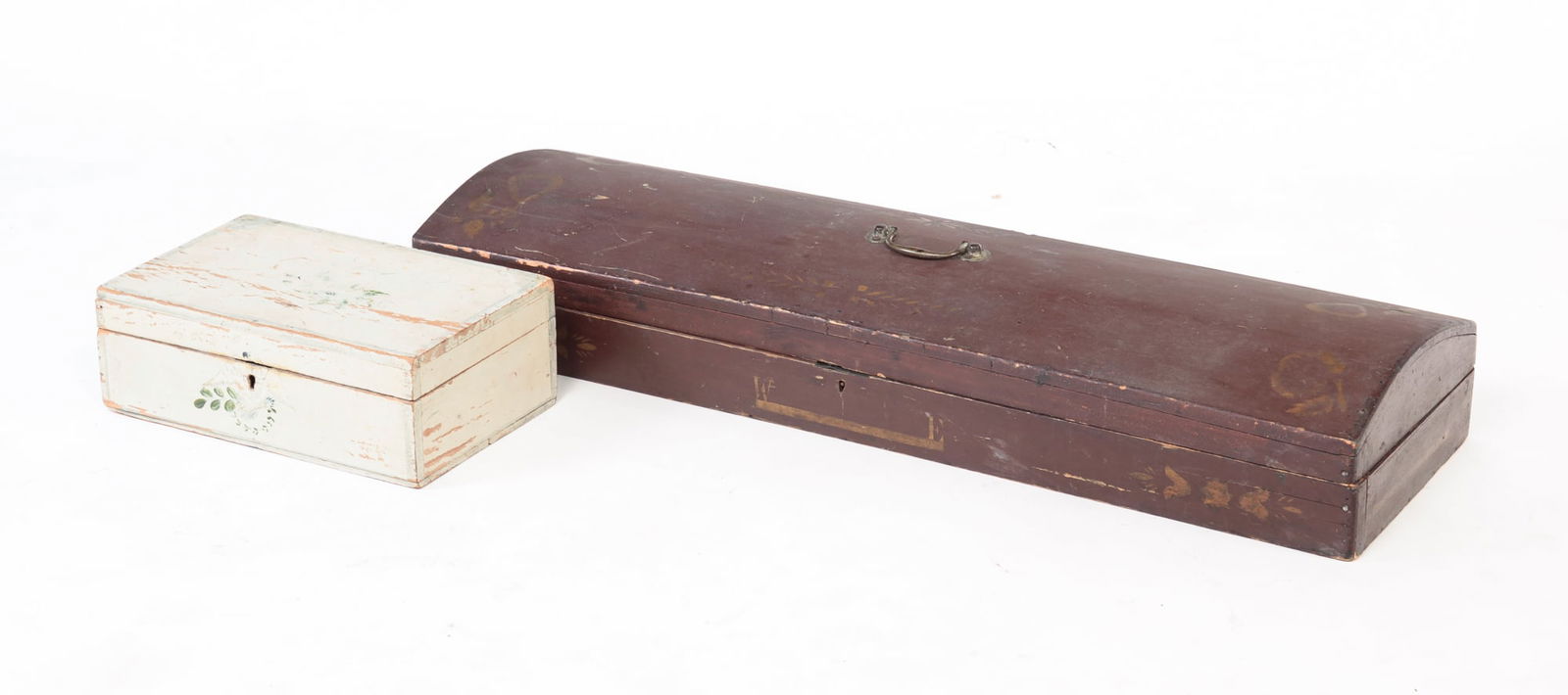 TWO PAINT DECORATED BOXES. (1 of 6)