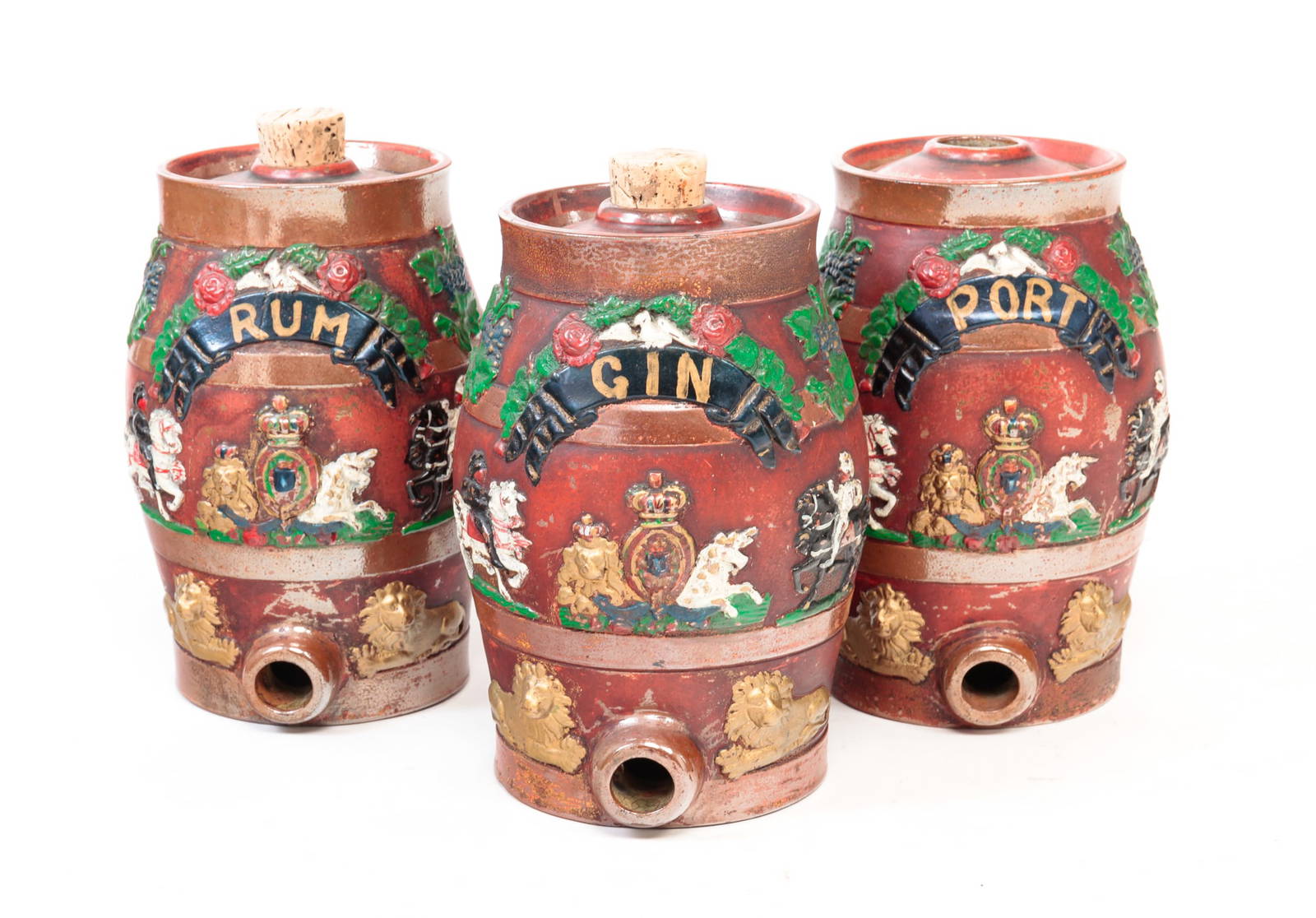 Three Stoneware Liquor Kegs. Auction