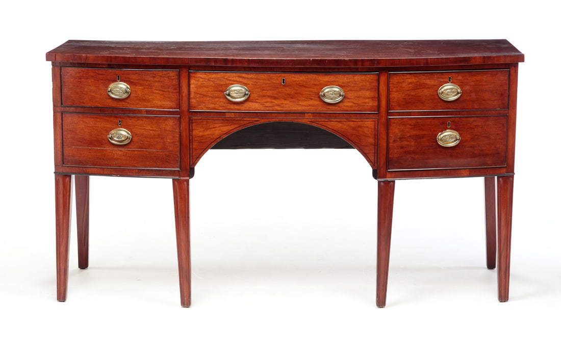 HEPPLEWHITE BOW FRONT SIDEBOARD. (1 of 8)