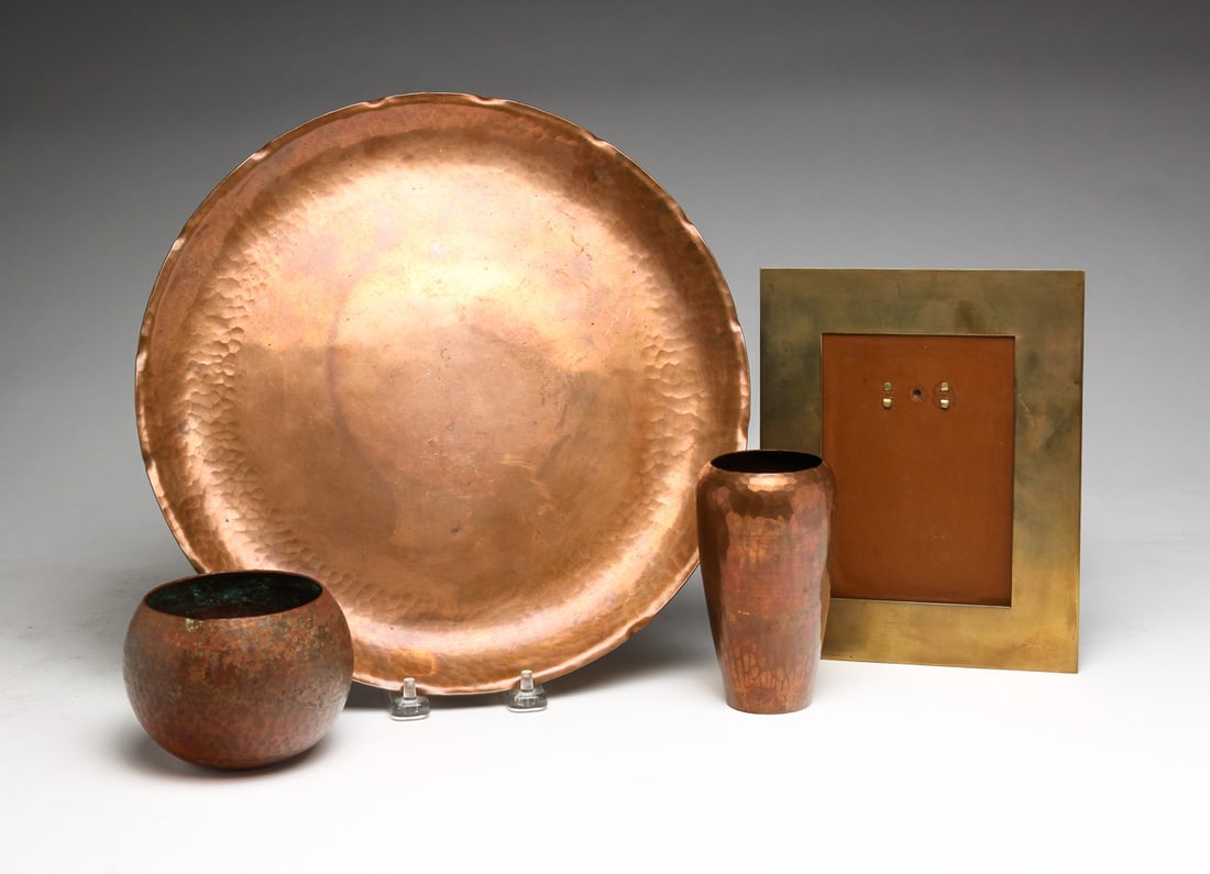 FOUR ART AND CRAFTS PIECES INCLUDING ROYCROFT. (1 of 6)