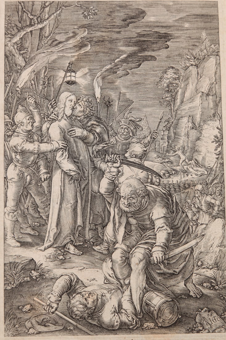 BETRAYAL OF CHRIST PRINT AFTER HENDRICK GOLTZIUS (1558-1617). (1 of 3)