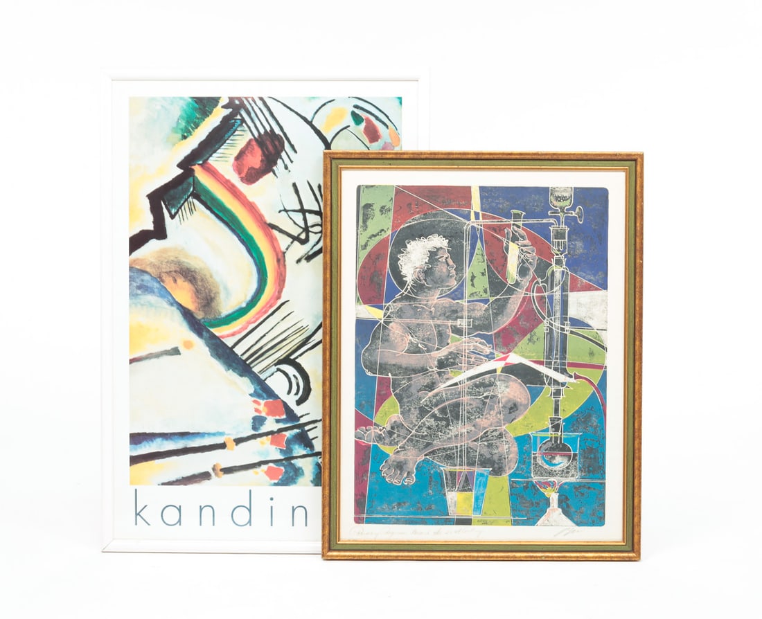HANS ERNI LITHOGRAPH AND KANDINSKY POSTER. (1 of 7)