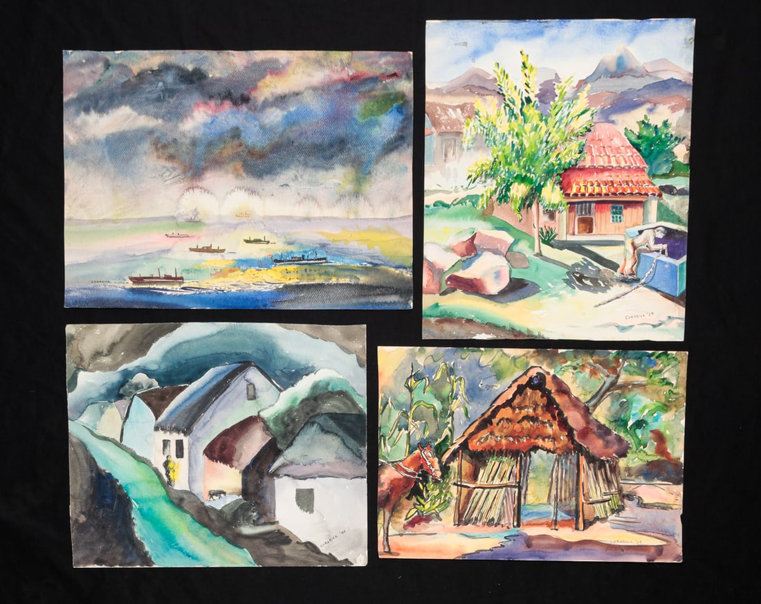 SIX PAINTINGS SIGNED "CORASICK". (1 of 11)