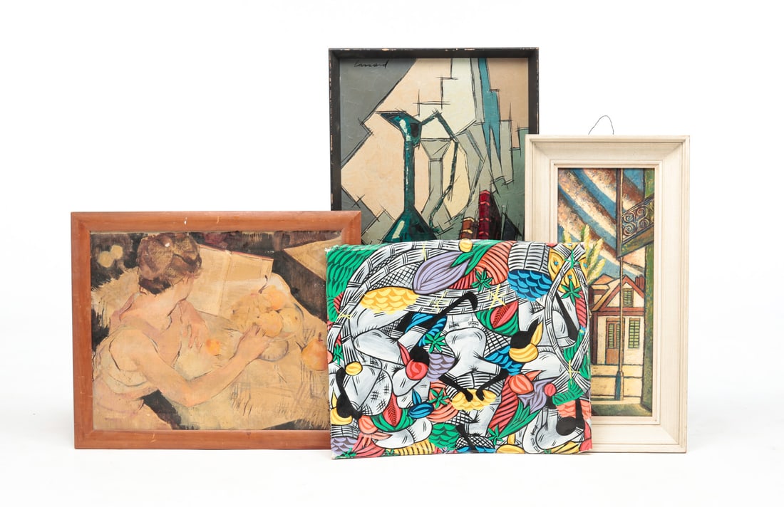 FOUR PAINTINGS. (1 of 11)