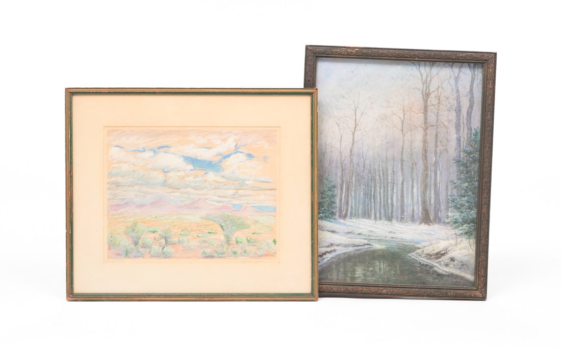 TWO PASTEL LANDSCAPES. (1 of 7)