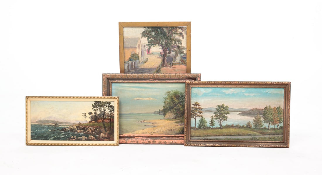 FOUR LANDSCAPE PAINTINGS. (1 of 10)