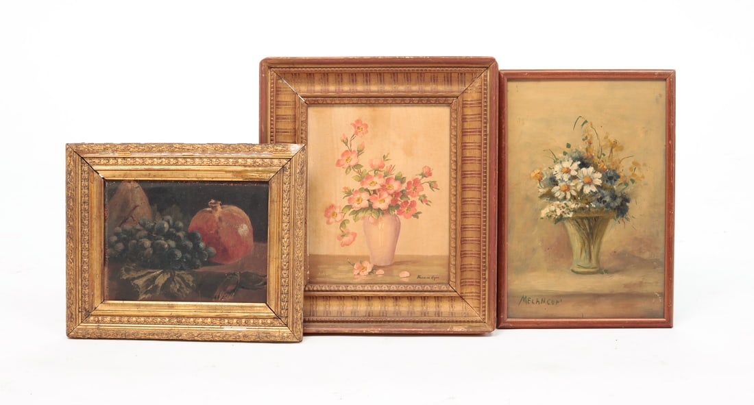 THREE STILL LIFE PAINTINGS. (1 of 7)