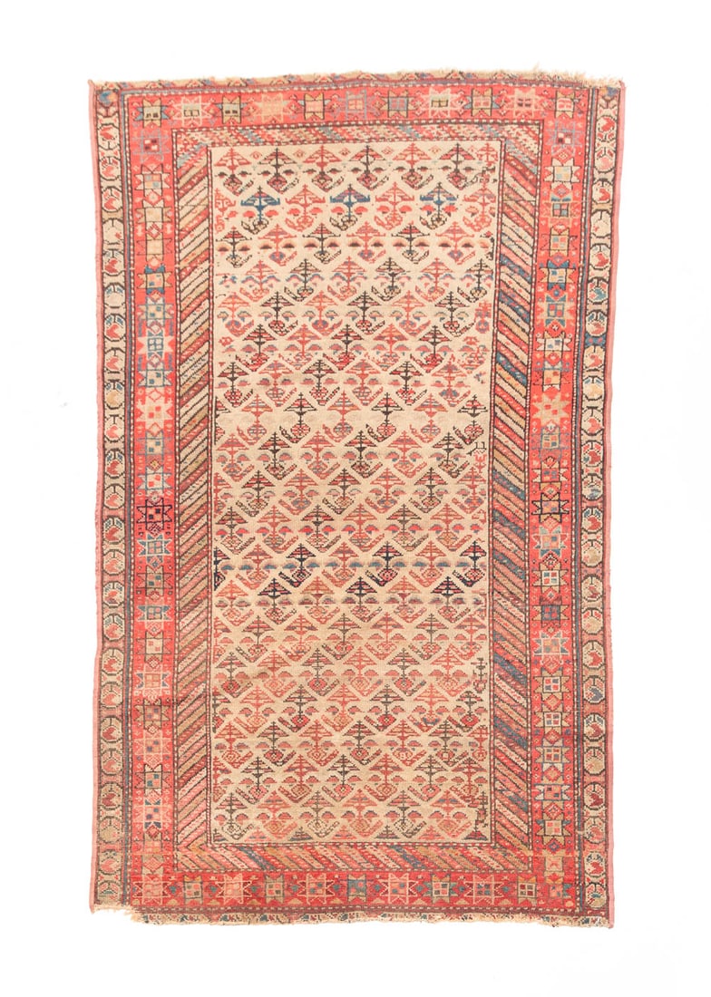NORTHWEST PERSIAN RUG.: First quarter 20th Century. Multiple borders, boteh on ivory ground. Wear, end loss, rebound edges. 3'6"w. 5'10"l.