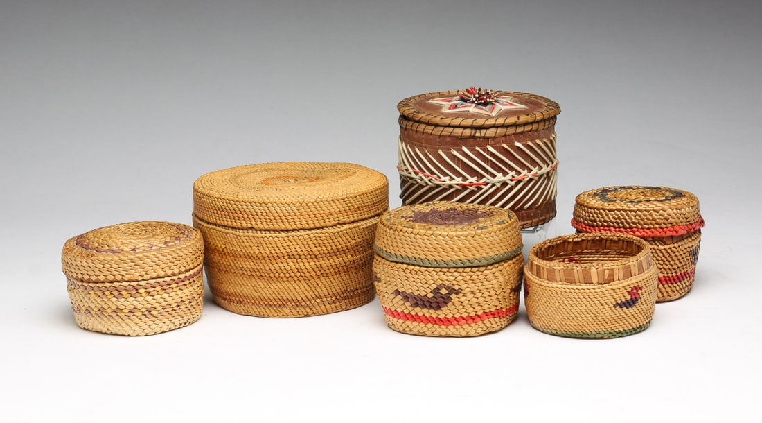 SIX COVERED BASKETS. (1 of 6)