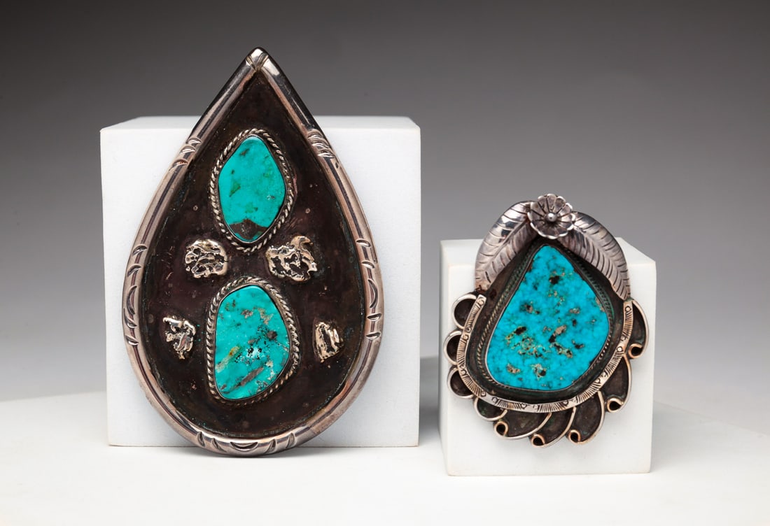 BIT NI DZEEZ BAA STERLING & TURQUOISE PENDANTS. (1 of 4)