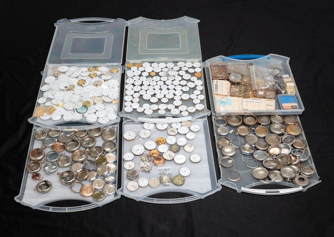 POCKET WATCH MOVEMENTS, DIALS, CASES & FINDINGS. (1 of 5)