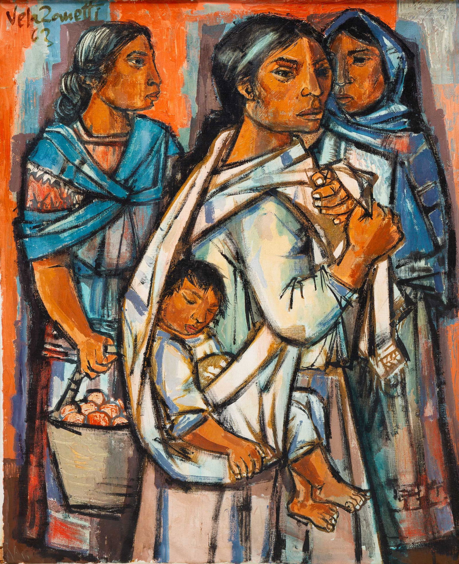 JOSE VELA ZANETTI (1913-1999) "WOMEN AND SLEEPING CHILD". (1 of 4)