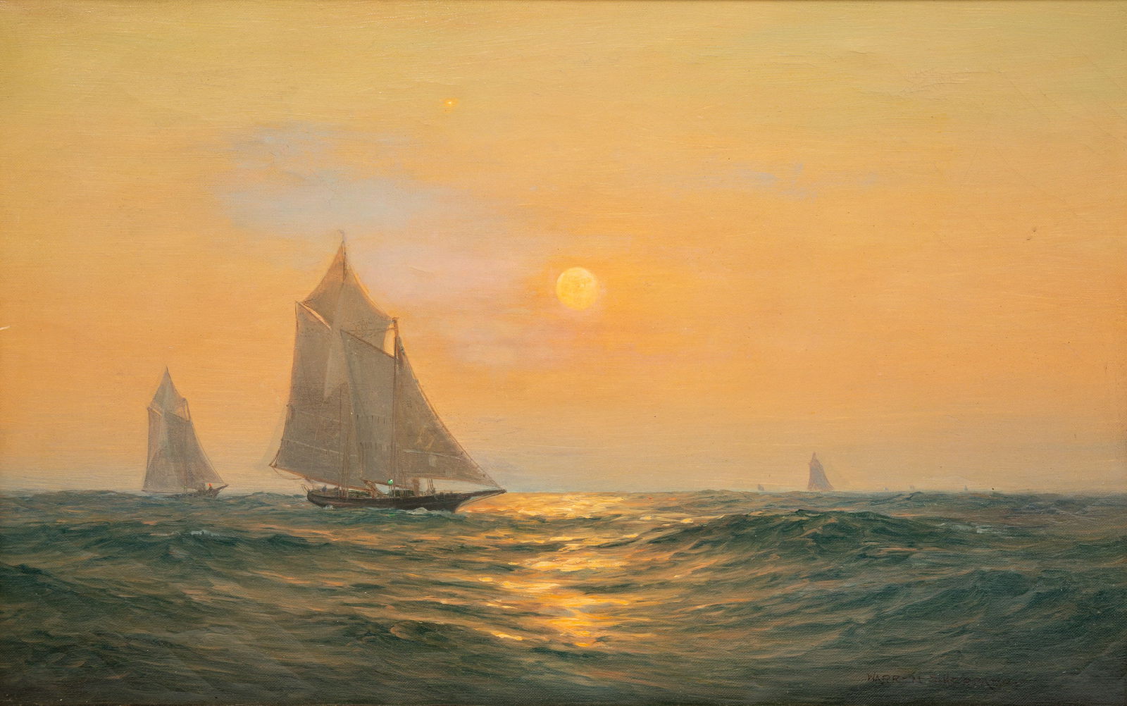 WARREN W. SHEPPARD (1858-1937) "SHIPS AT SUNSET". (1 of 15)