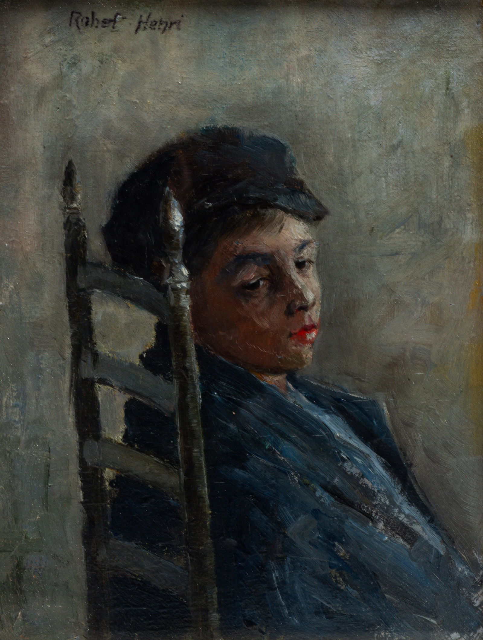 AFTER ROBERT (HENRY COZAD) HENRI (1865-1929) "PORTRAIT OF A SEATED BOY". (1 of 6)