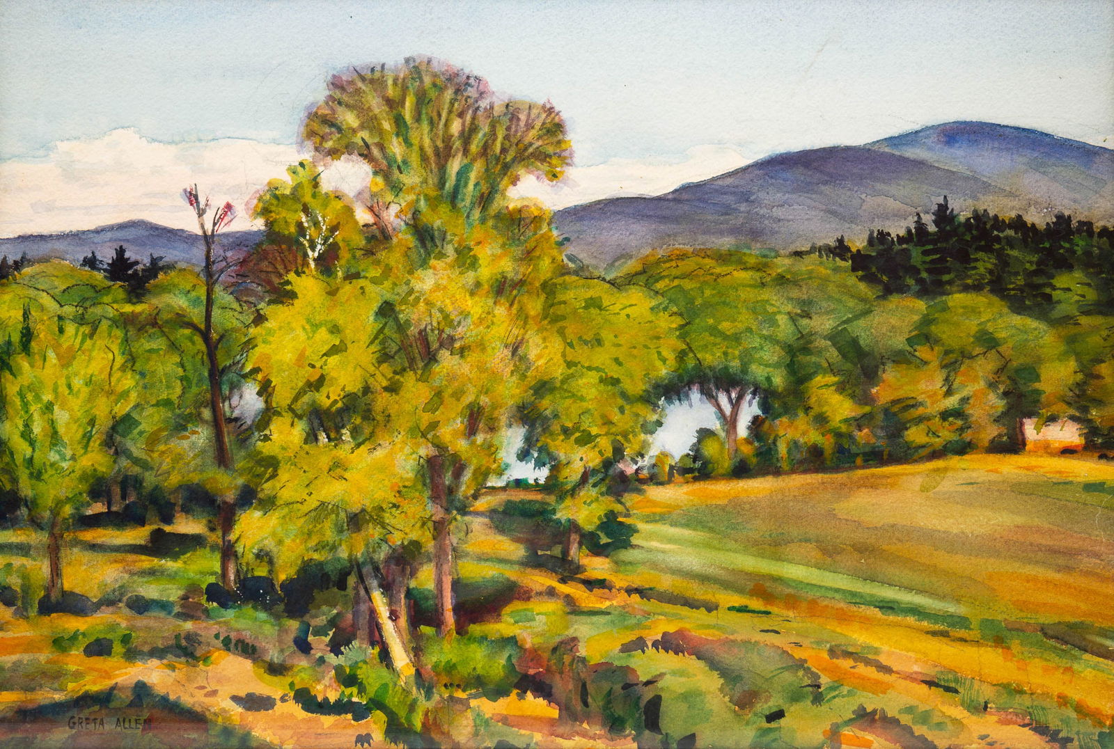 GRETA D. ALLEN (1881-1963) "LANDSCAPE". (1 of 4)