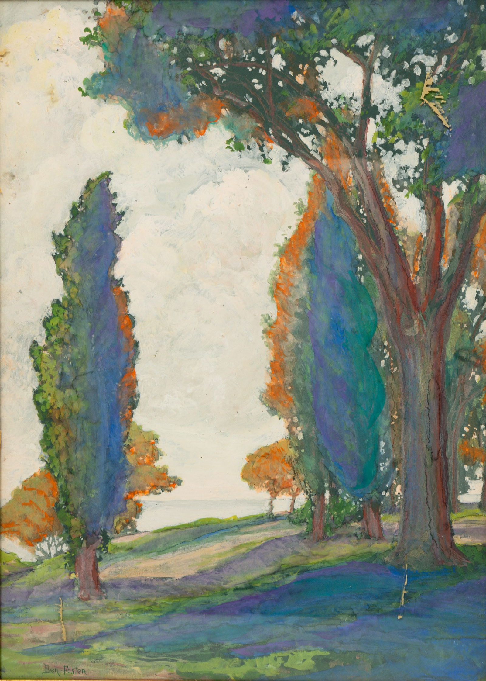 BEN (BENJAMIN) FOSTER (1852-1926) "LANDSCAPE WITH TREES". (1 of 5)