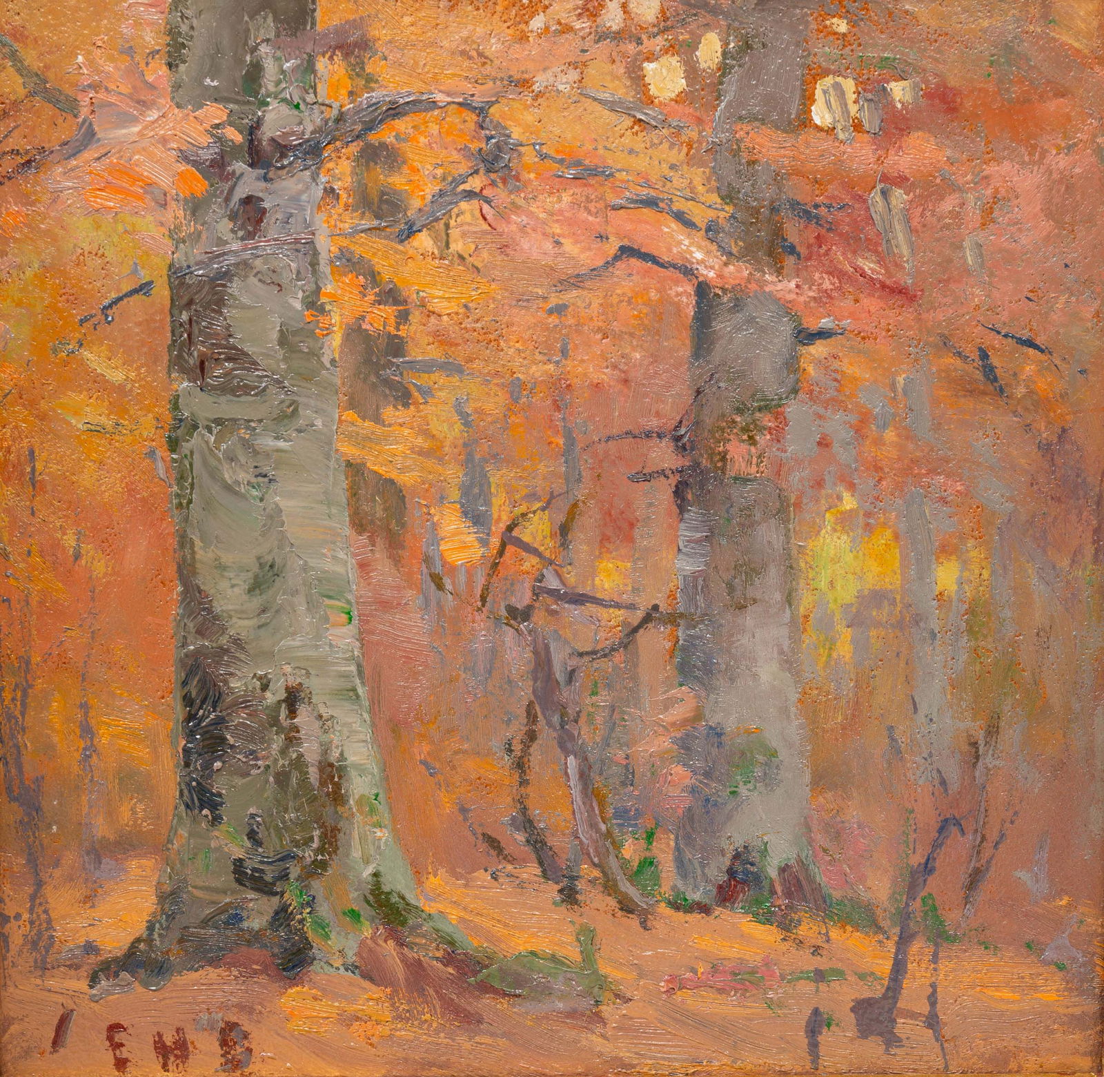 "WOODLAND SCENE" SIGNED "EHD" (FIRST HALF 20TH CENTURY). (1 of 7)