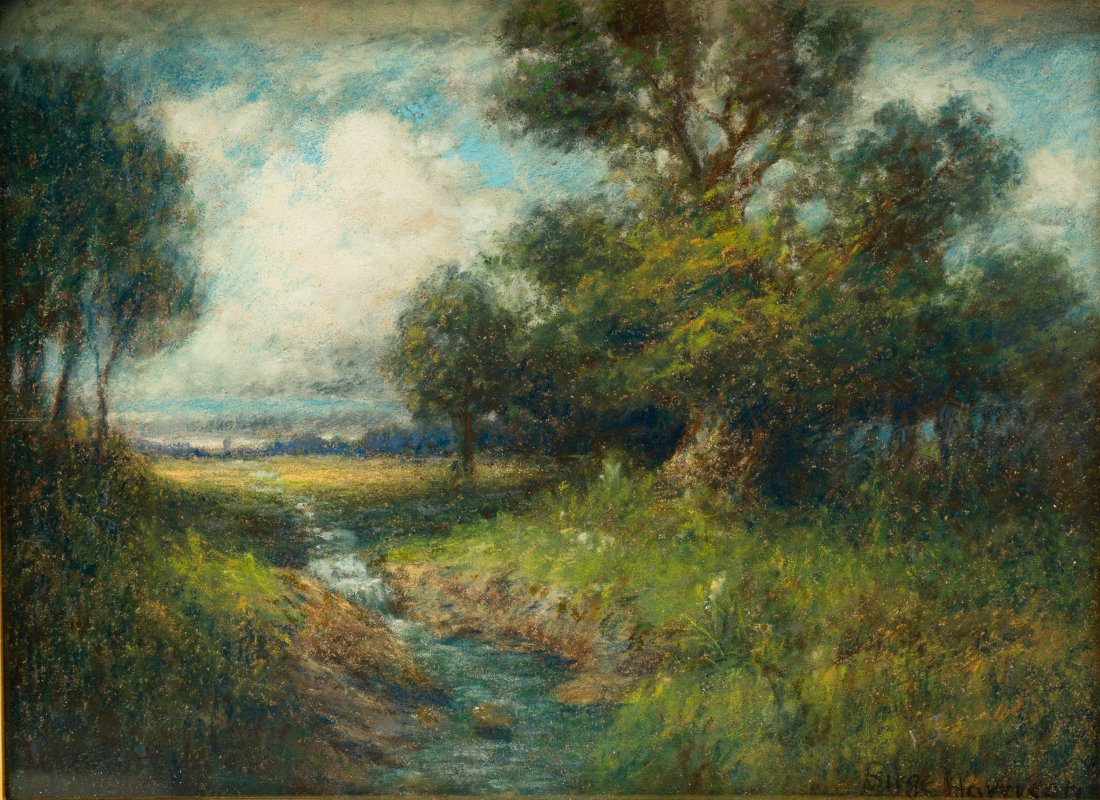 BIRGE (LOVELL BIRGE) HARRISON (1854-1929) "LANDSCAPE". (1 of 4)