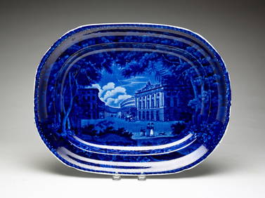 STAFFORDSHIRE HISTORICAL BLUE PLATTER. (1 of 6)