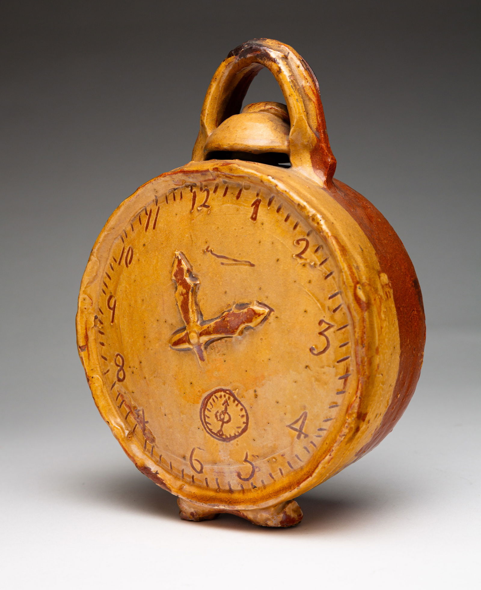 RED WARE BANK WITH SLIP DECORATION. (1 of 4)