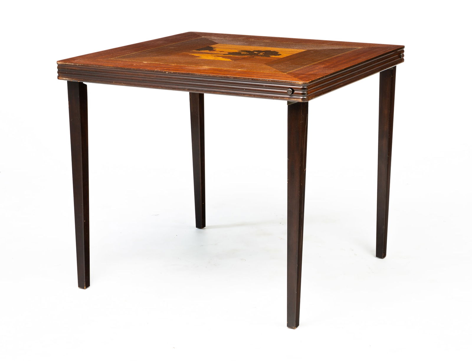CASTLEWOOD INLAID FOLDING CARD TABLE. (1 of 6)
