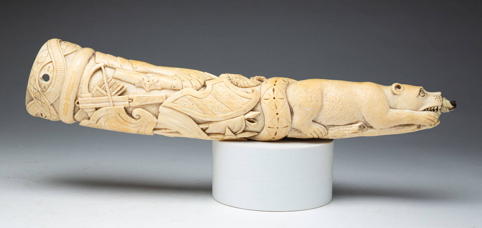 Antique Carved Ivory Tusk. Auction