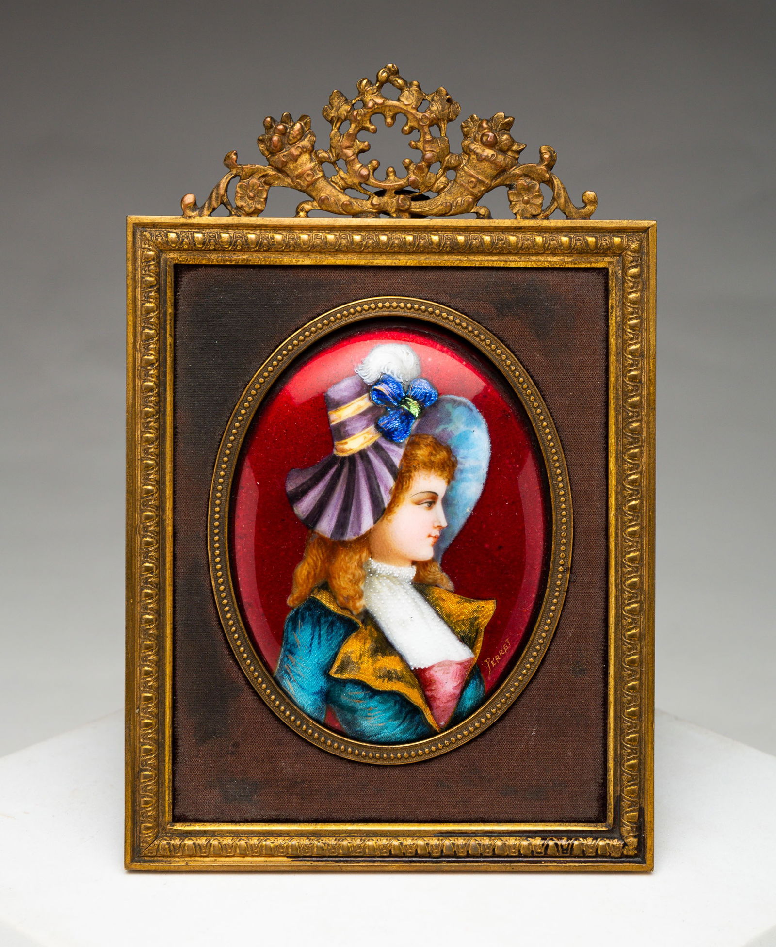 ENAMEL ON COPPER PORTRAIT SIGNED PERRET. (1 of 3)