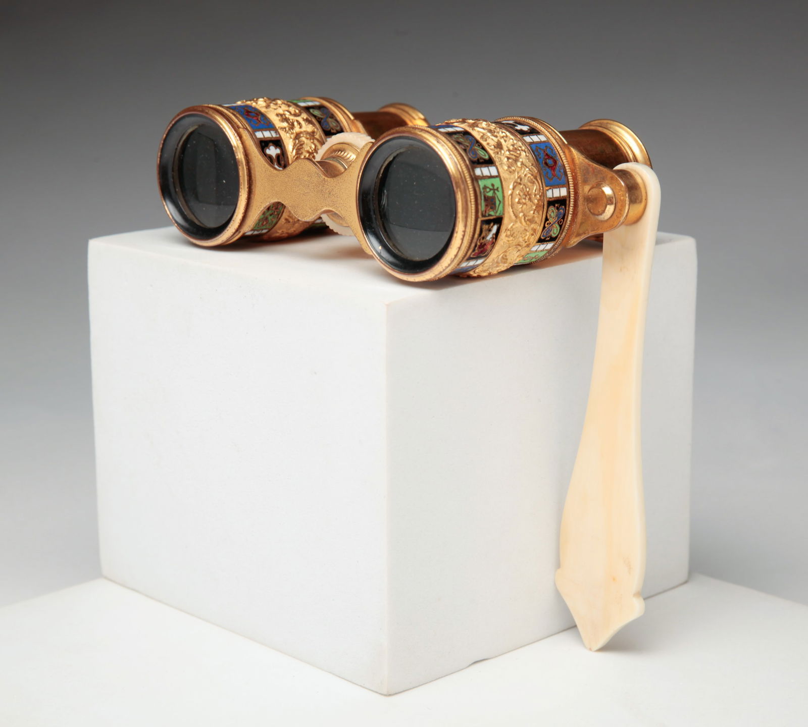 FRENCH ENAMELED BRASS OPERA GLASSES. (1 of 4)