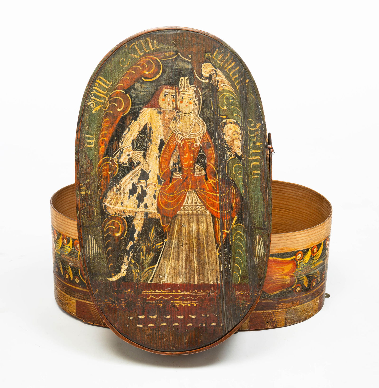 PAINT DECORATED BRIDE'S BOX. (1 of 5)