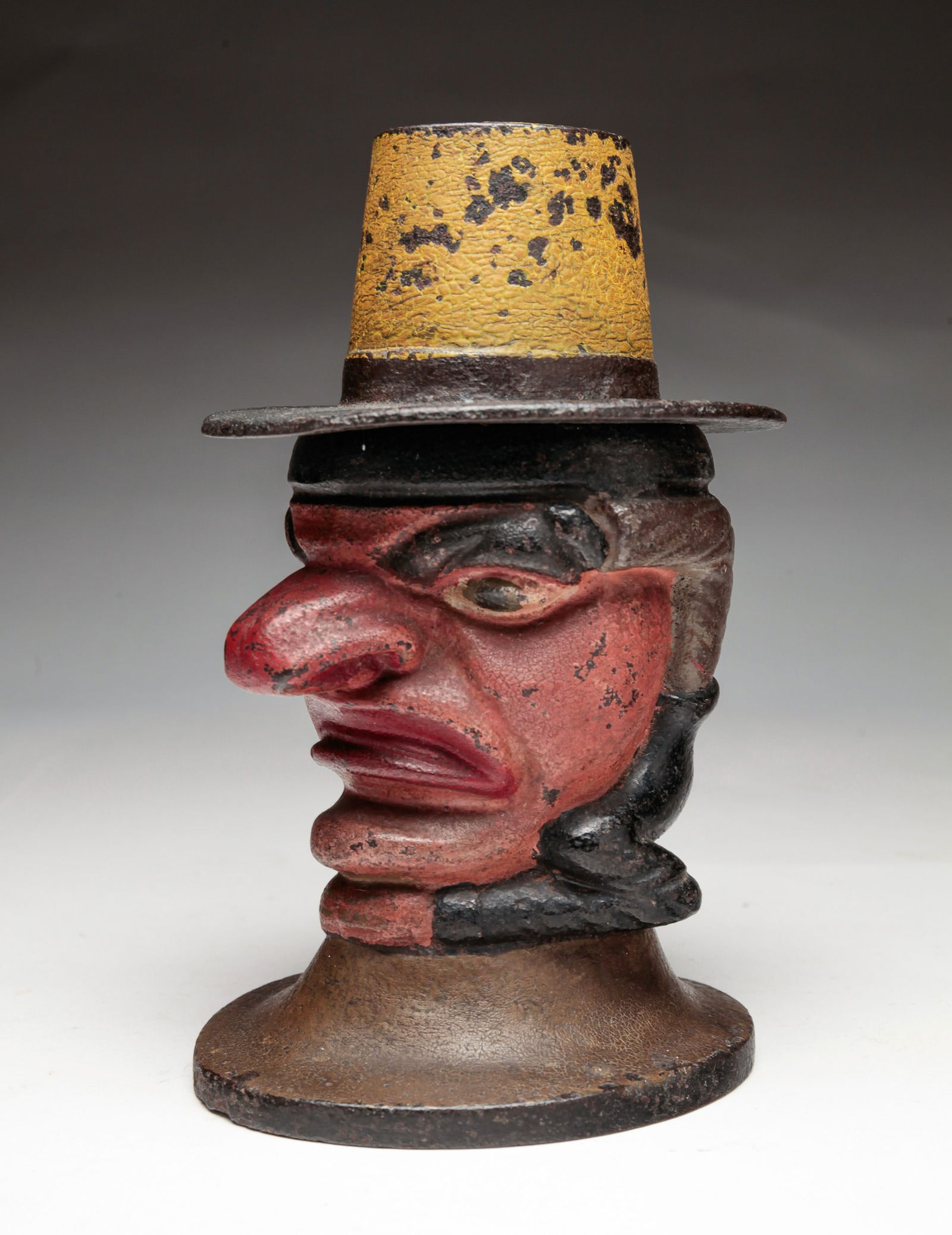 CAST IRON FIGURAL TOBACCO JAR. (1 of 4)