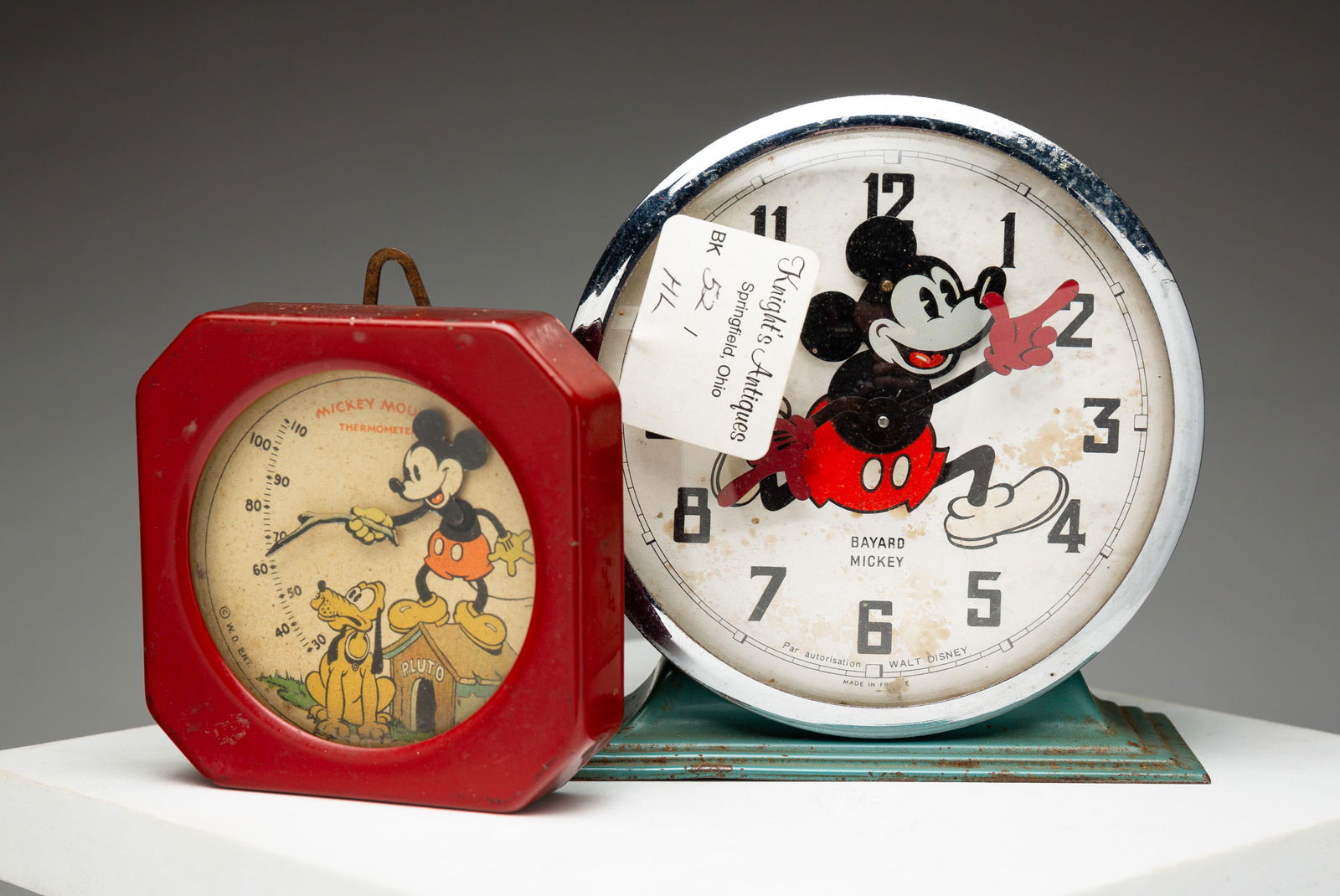 TWO VINTAGE DISNEY MICKEY MOUSE CLOCKS. (1 of 5)