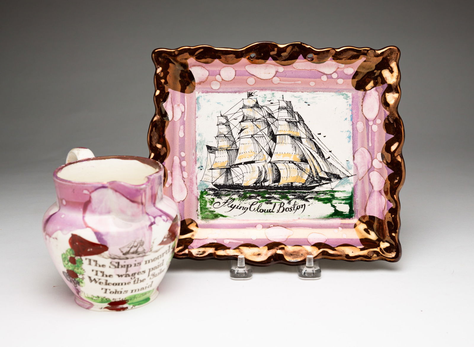 TWO PIECES OF SUNDERLAND LUSTER. (1 of 6)