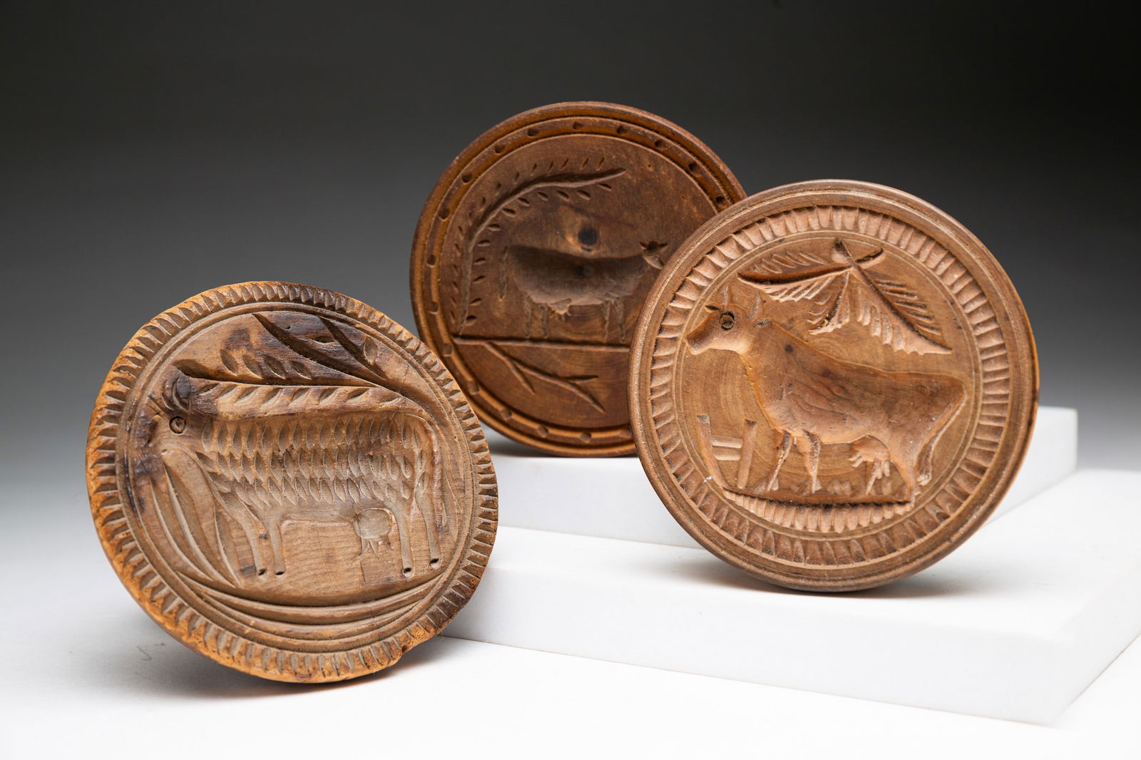 THREE COW BUTTER PRINTS. (1 of 5)