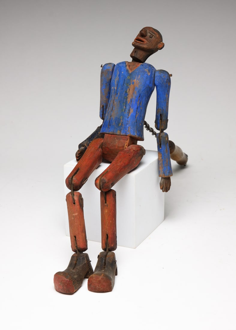 AMERICAN CARVED WOODEN DANCING MAN. (1 of 4)