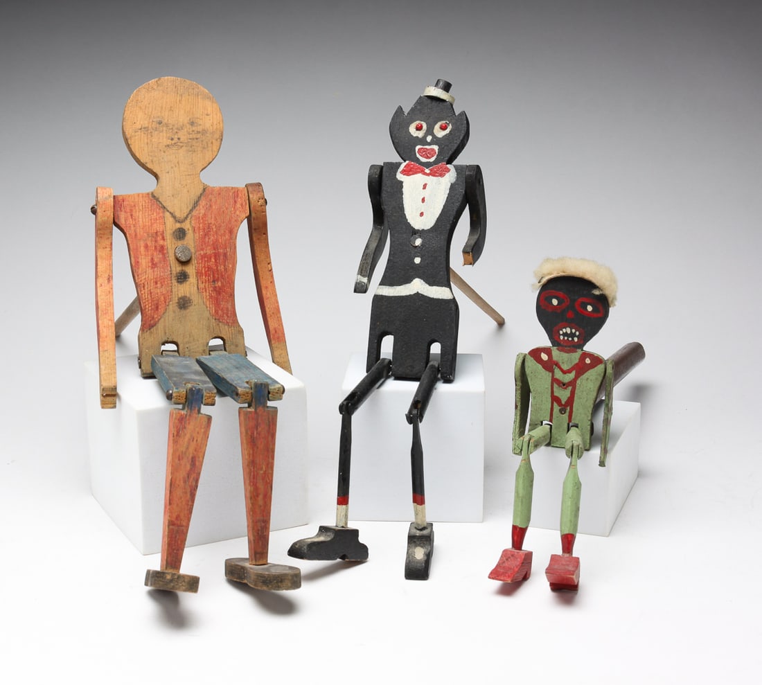 THREE AMERICAN WOODEN DANCING MEN. (1 of 5)