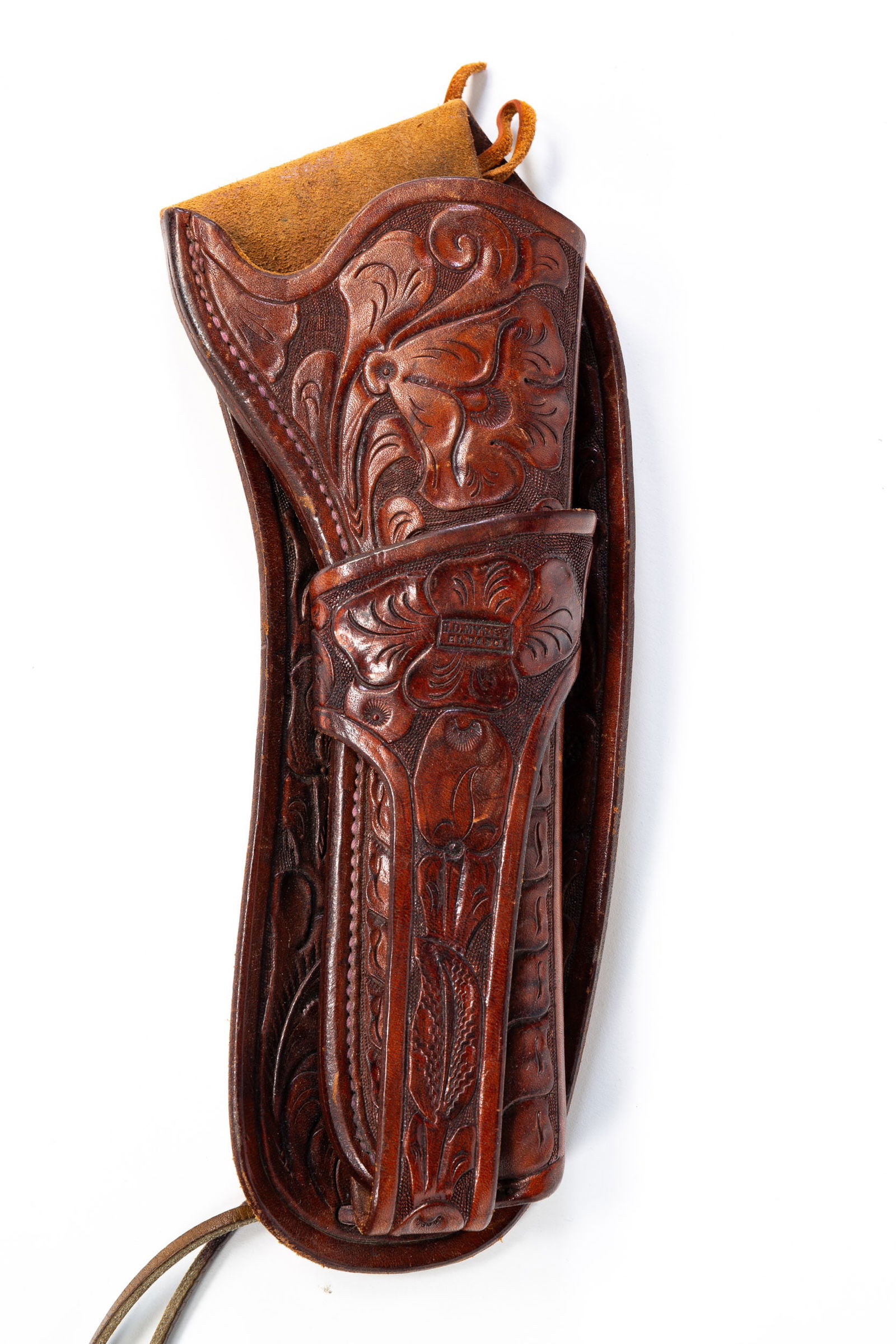 S. D. MYERS TOOLED LEATHER HOLSTER. (1 of 3)