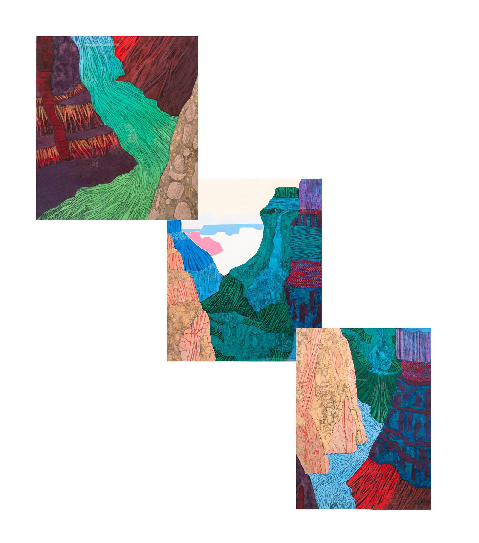 IN THE MANNER OF JOHN ROSS (1921-2017) "GRAND CANYON" TRIPTYCH. (1 of 5)