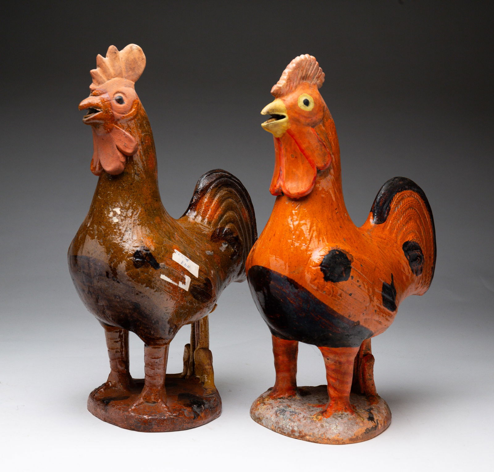 TWO REDWARE ROOSTERS. (1 of 4)