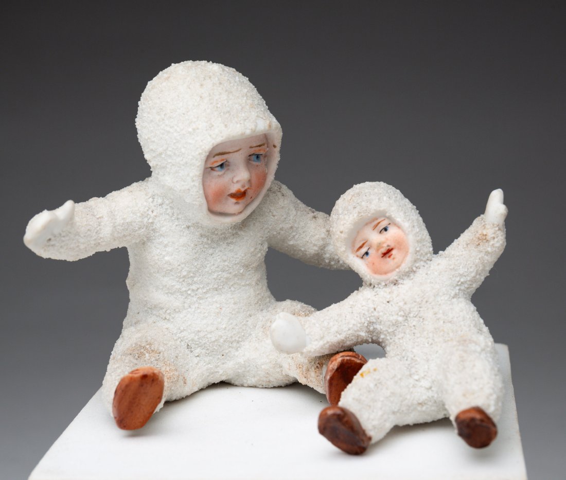 TWO BISQUE SNOW BABIES. (1 of 5)