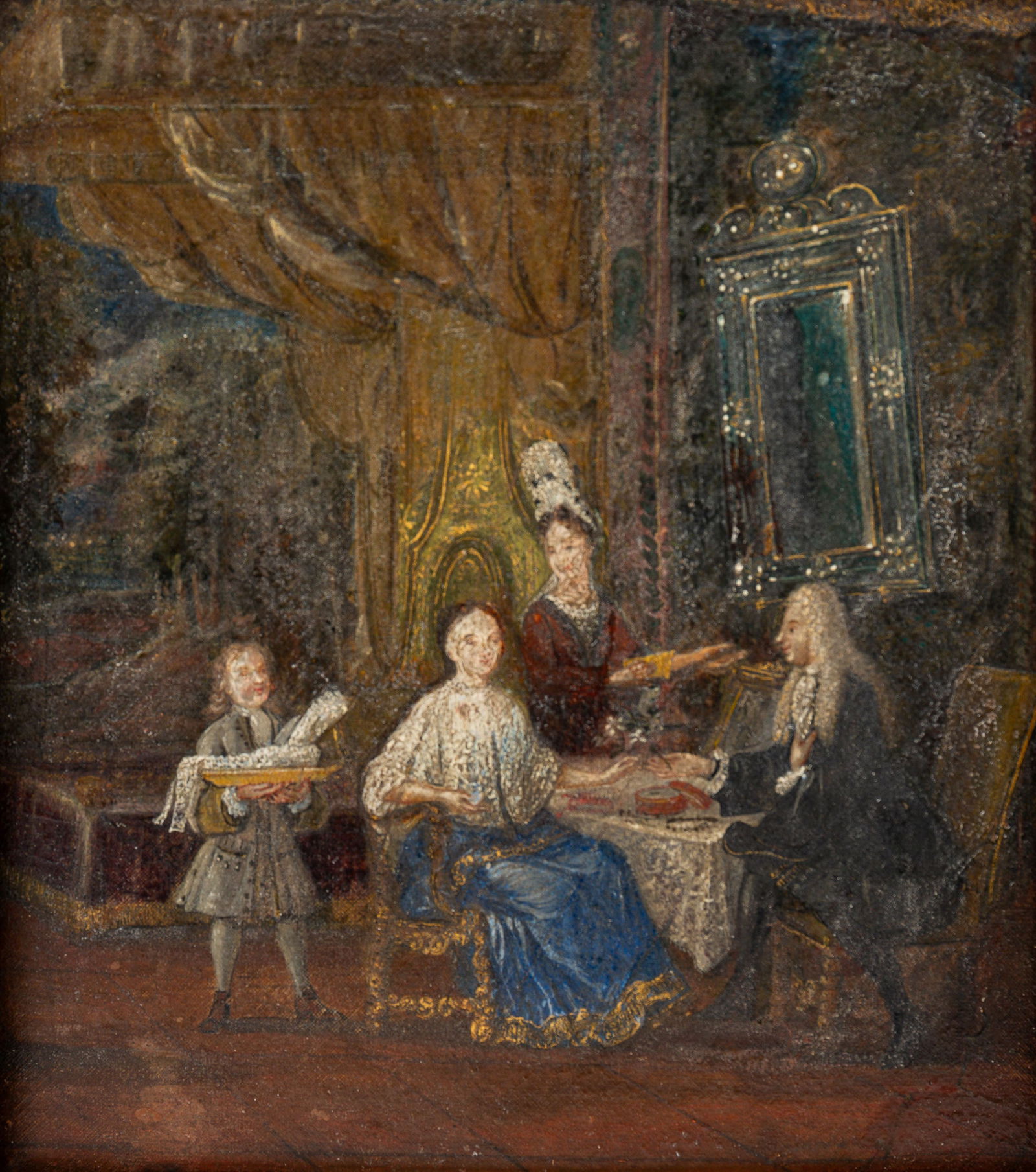 UNKNOWN ARTIST (18TH OR 19TH CENTURY) "PORTRAIT OF A FAMILY". (1 of 3)