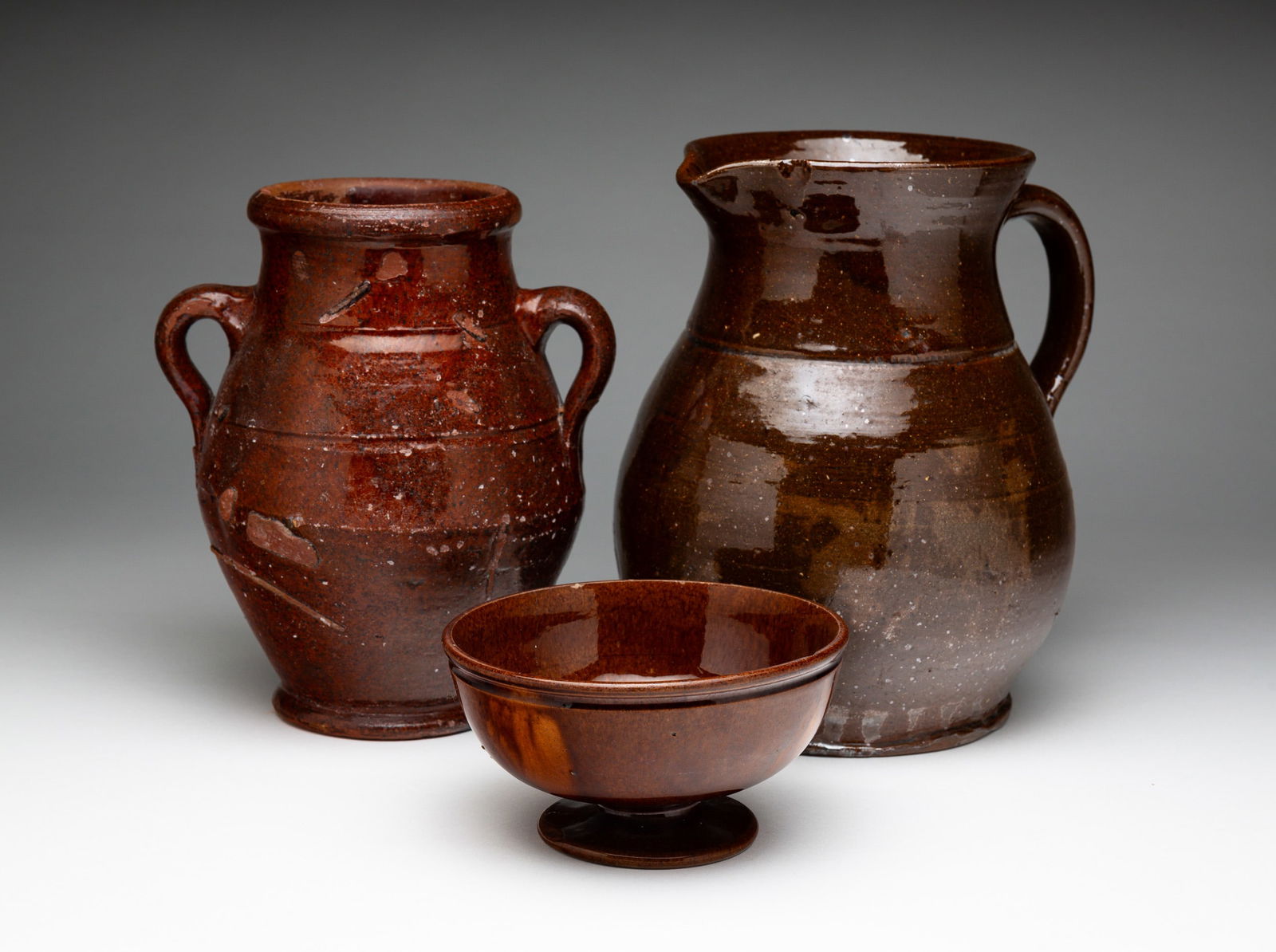 THREE PIECES OF REDWARE. (1 of 3)