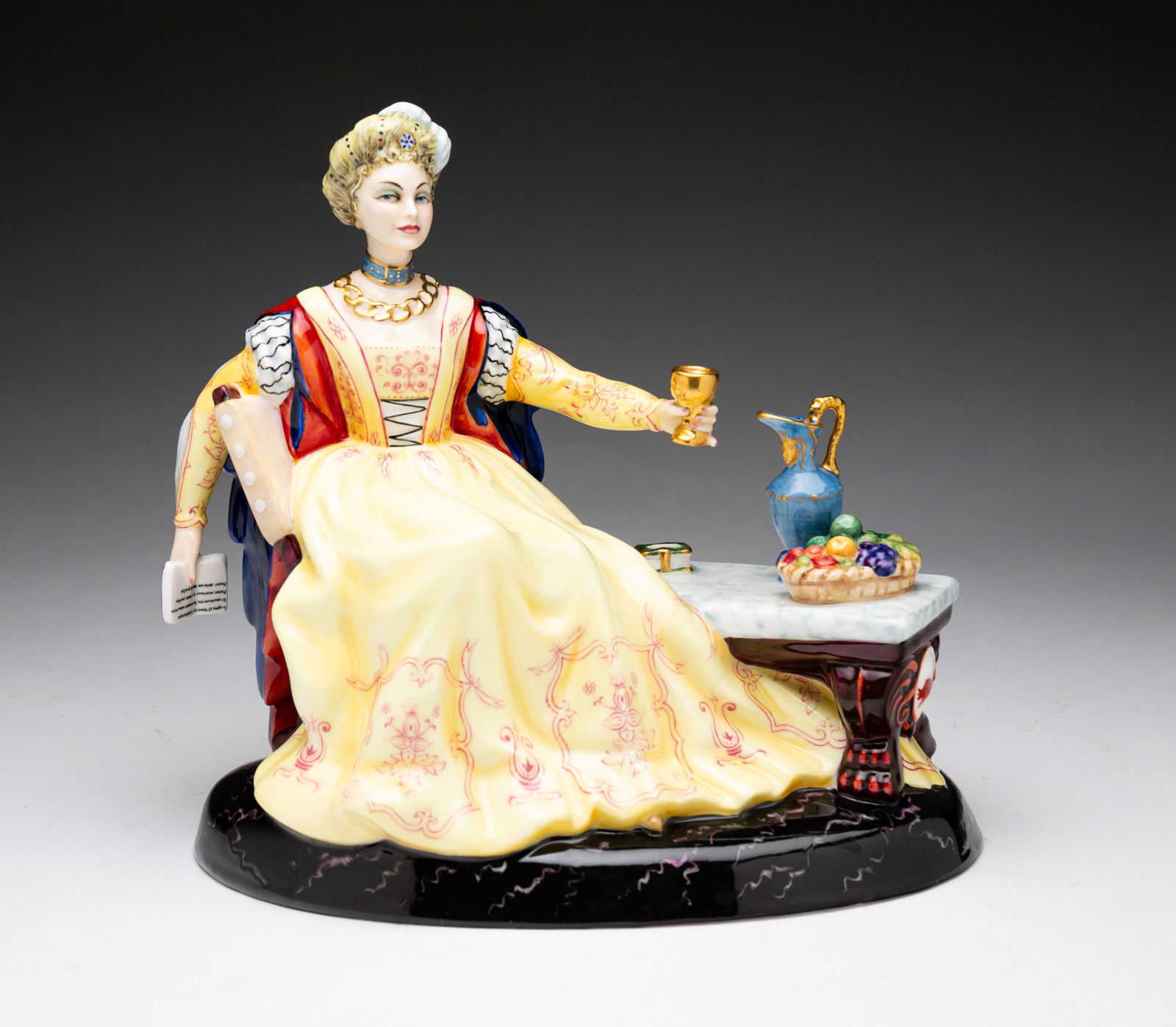 ROYAL DOULTON LUCREZIA BORGIA FIGURINE.: England, 1984. Bone China. From "Les Femme Fatales" series, numbered 210/750. 8"h. Includes Certificate Of Authenticity and original box.