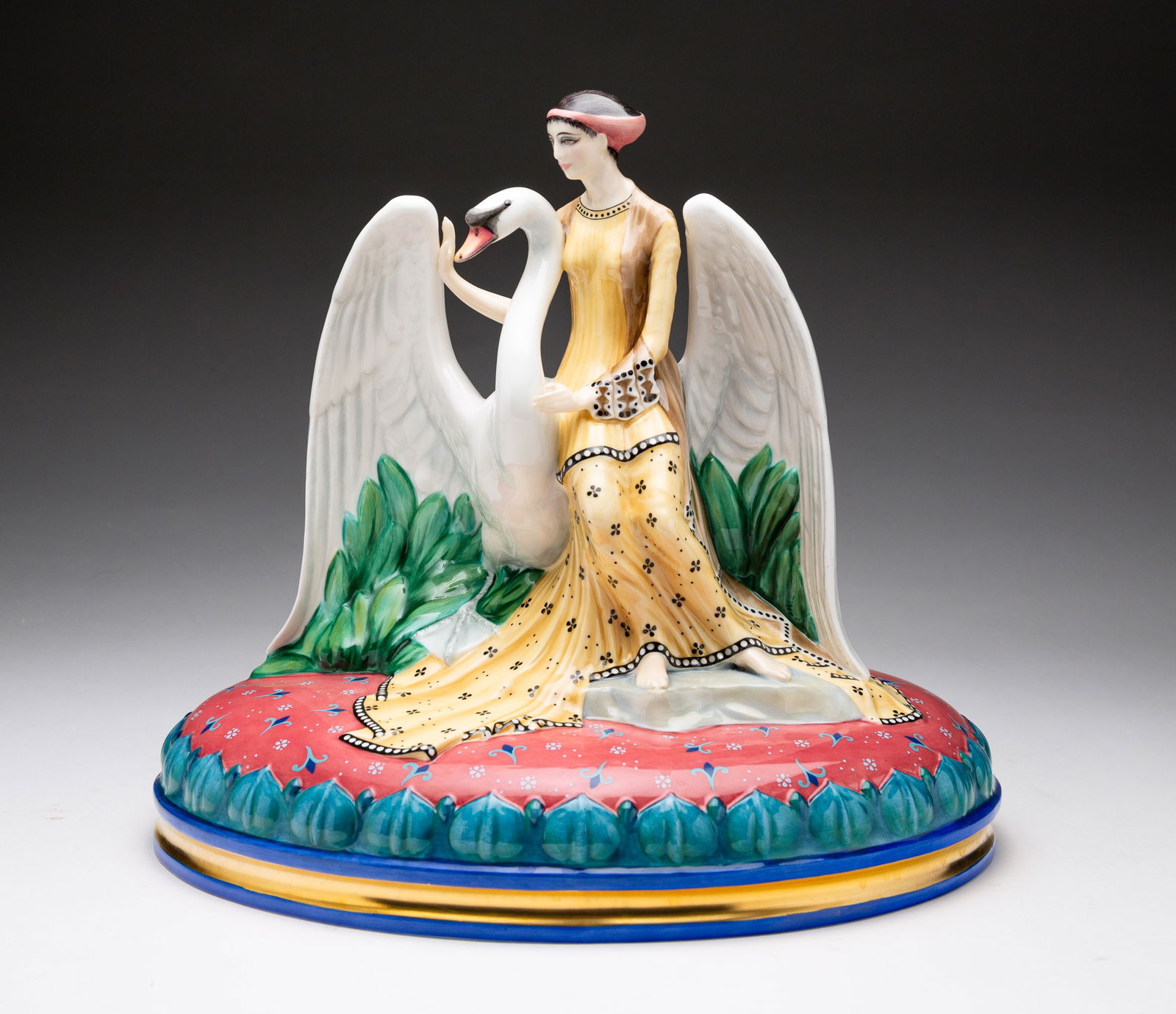 ROYAL DOULTON LEDA AND THE SWAN FIGURINE.: England, 1982. Bone China. From the "Myths & Maidens" series. Numbered 154/300. 10"h. Includes Certificate of Authenticity and original box.
